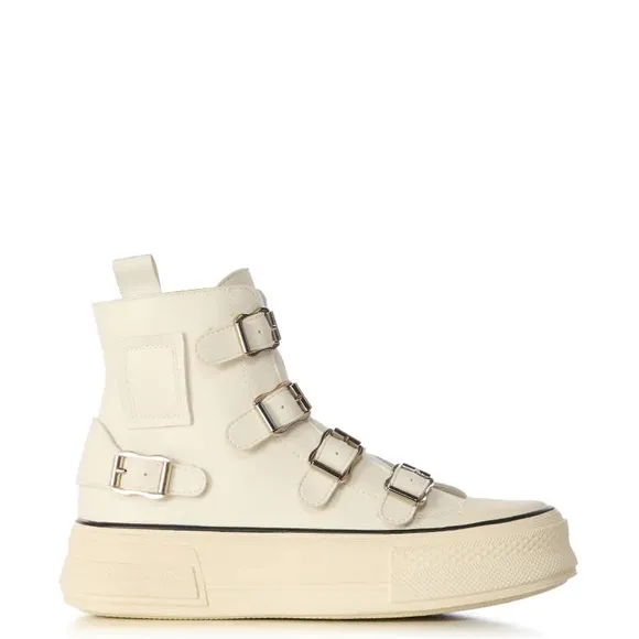 AZALEA WANG White Vegan Leather Fashion Sneakers