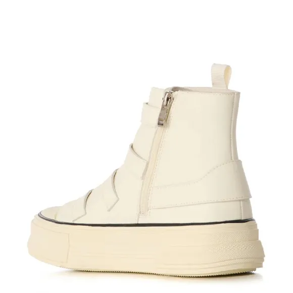 AZALEA WANG White Vegan Leather Fashion Sneakers