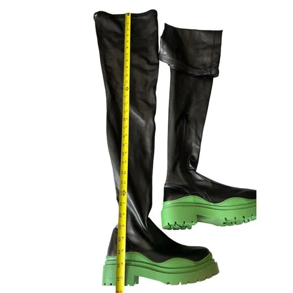 Azalea Wang Women's Black and Green Thigh High Boots Witch Halloween Naomi 7