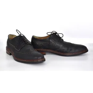 B0 Auth COLE HAAN Black Textured Leather Wingtip Oxford Shoes C24112 Size 10.5 M