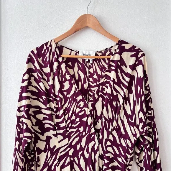 ba&amp;sh Goa Midi Dress in Bordeaux