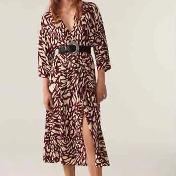 ba&amp;sh Goa Midi Dress in Bordeaux