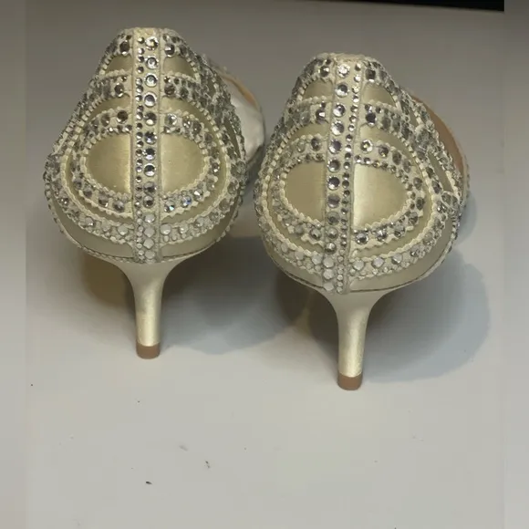 Badgley Mischka Ginny Womens Embellished d'Orsay Pointed Toe Champagne Pumps, 9