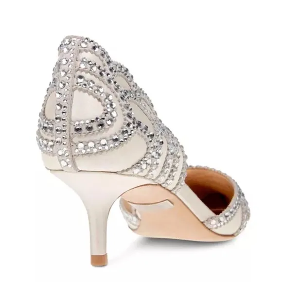 Badgley Mischka Ginny Womens Embellished d'Orsay Pointed Toe Champagne Pumps, 9