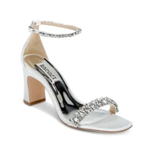 BADGLEY MISCHKA Womens White Textile Crystal Straps Harriet Sandals Shoes 11 M