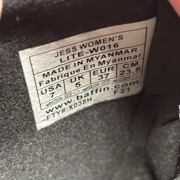 Baffin Jess Women's Black Insulated Winter Snow Boots Size Sz 7