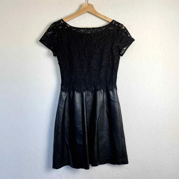 Bailey 44 Stary Sky Lace Faux Leather Boat Neck Dress Small