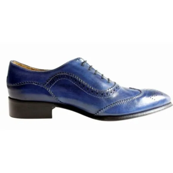 Baki Blue Oxford Italian Leather Shoes