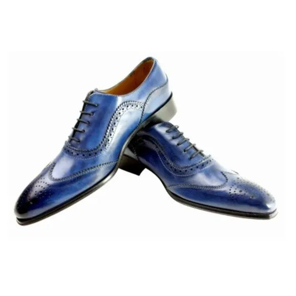 Baki Blue Oxford Italian Leather Shoes