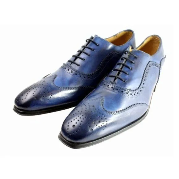 Baki Blue Oxford Italian Leather Shoes