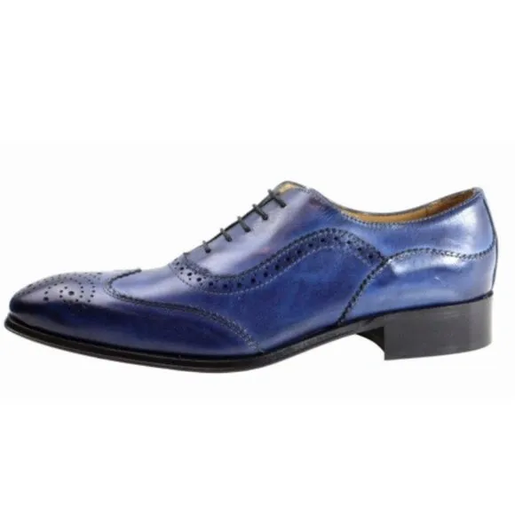Baki Blue Oxford Italian Leather Shoes