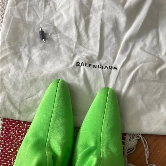 Balenciaga Green Heeled Boots Sleek and Modern