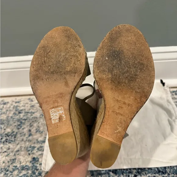 Balenciaga Grey Mesh Jute Espadrille Wedges Size 39