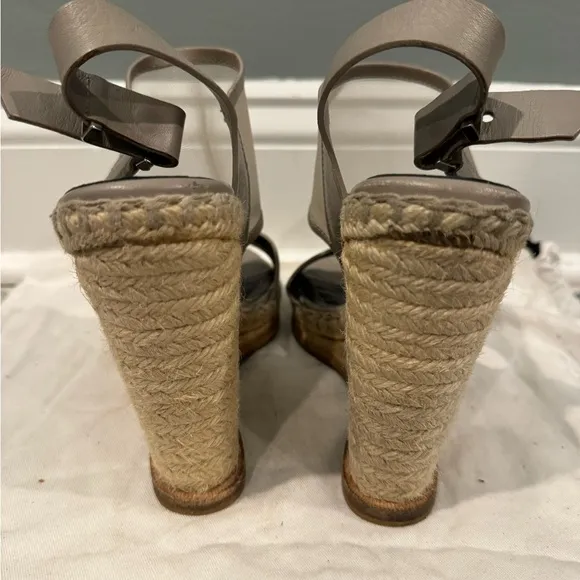 Balenciaga Grey Mesh Jute Espadrille Wedges Size 39