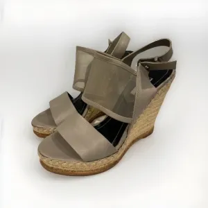 Balenciaga Grey Mesh Jute Espadrille Wedges Size 39