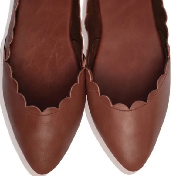 Bali Elf Valentina Handmade Scalloped Leather Ballet Flats Size 10.5