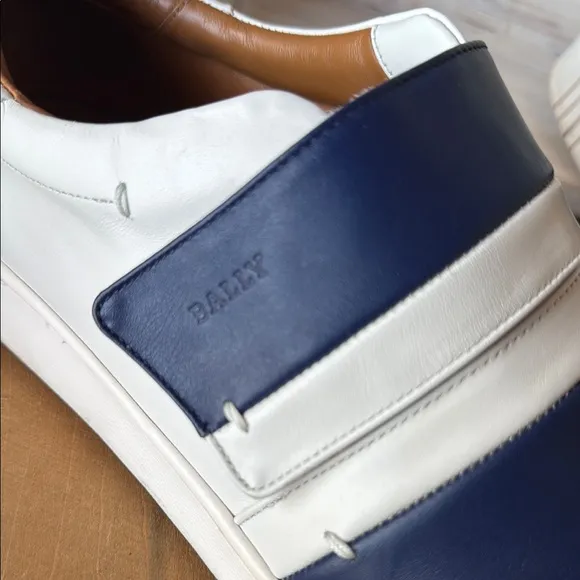 Bally Blue and White Low-Top Sneakers with Velcro Straps