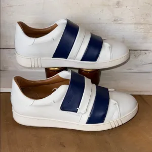 Bally Blue and White Low-Top Sneakers with Velcro Straps