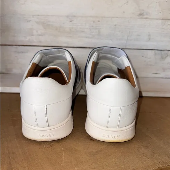 Bally Blue and White Low-Top Sneakers with Velcro Straps