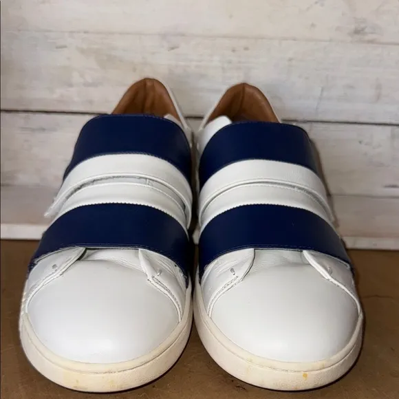 Bally Blue and White Low-Top Sneakers with Velcro Straps