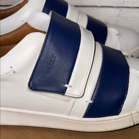 Bally Blue and White Low-Top Sneakers with Velcro Straps