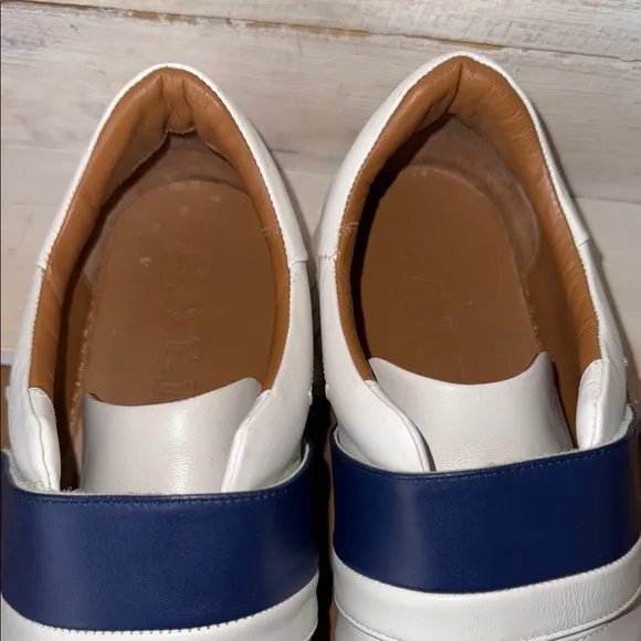 Bally Blue and White Low-Top Sneakers with Velcro Straps