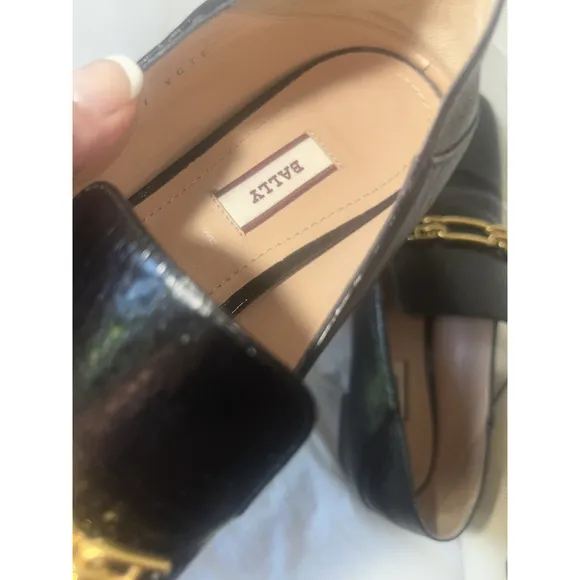 Bally Darcie Loafers Flats Black Leather Size 7.5