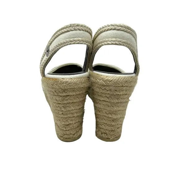 Bally Espadrille Wedges in Cream Canvas Slingback Size 38 US 7.5