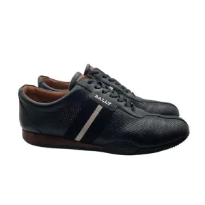 Bally Frenz Leather Lace-Up Sneakers Shoes Perforated Size US 11 Navy Blue