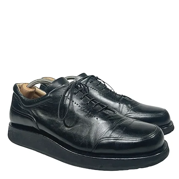 Bally Italy &quot;Rutger&quot; Platform Sneakers Glossy black Leather Men's Sz 10