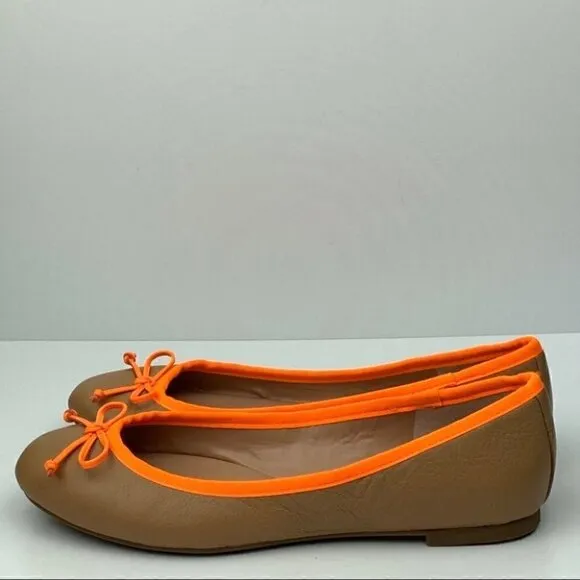 Banana republic flats sz 7 tan leather neon ballet