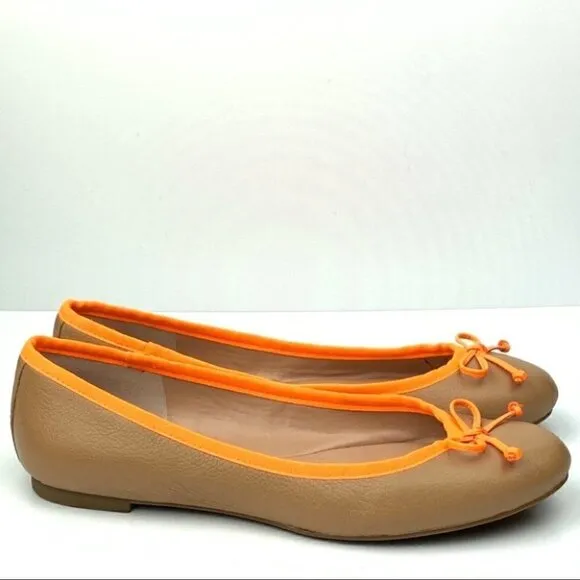 Banana republic flats sz 7 tan leather neon ballet
