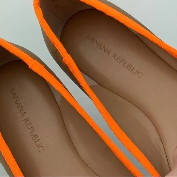 Banana republic flats sz 7 tan leather neon ballet