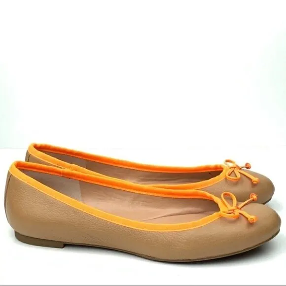 Banana republic flats sz 7 tan leather neon ballet