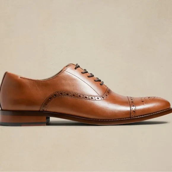 Banana Republic Men’s Ortholite Italian Leather Brogue Oxford Shoes Size 10 New