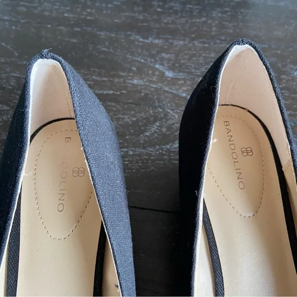 Bandolino Black Espadrille Wedges Size‎ 9M Summer Coastal Peep Toe Pinup