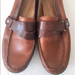 Bass Brown Saddle Leather Loafers Boat Shoes 7.5