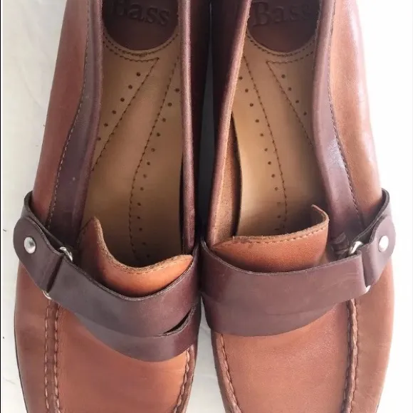 Bass Brown Saddle Leather Loafers Boat Shoes 7.5
