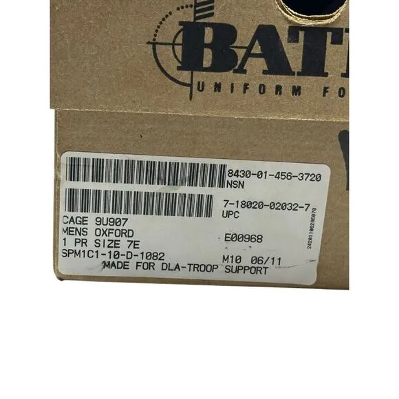 BATES MEN'S MILITARY GI WORK OXFORDS SHOES VIBRAM SOLES E00968 SIZE 7E NEW IN BX
