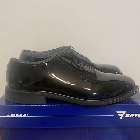 Bates shoes uniform high gloss lace up black shiny professional shoe Sz 13E