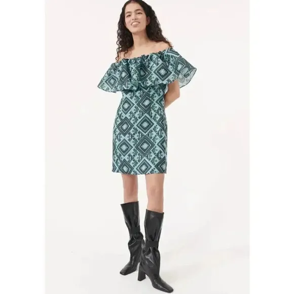 Baum und Pferdgarten Alice Mini Dress Womens Size 4 Multi Lined Off the Shoulder