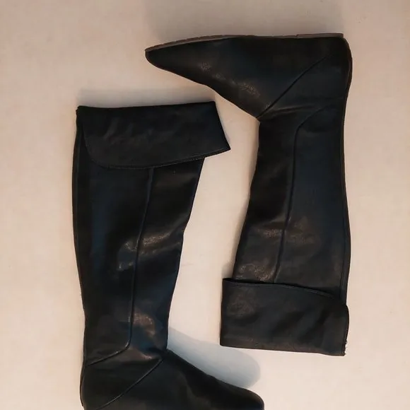 BCBGMAXAZARIA Hughes Black Over-the-Knee Leather Flat Boots $495