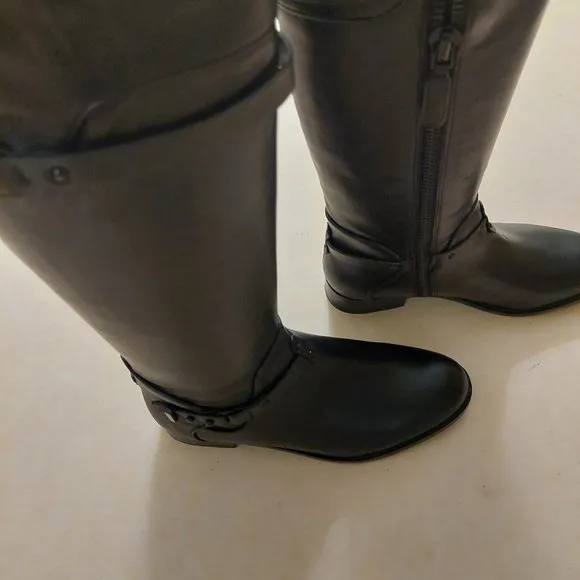 BCBGMAXAZARIA Ma Franz Black Calf Leather Boots Retail $398