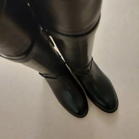 BCBGMAXAZARIA Ma Franz Black Calf Leather Boots Retail $398