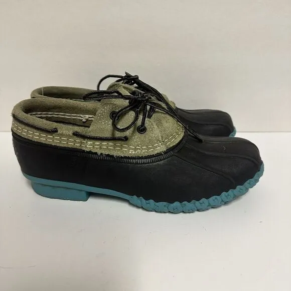 Bean Boots by L.L. Bean Womens 8M Navy Blue Teal Gray Low Top LL Bean Duck Boots