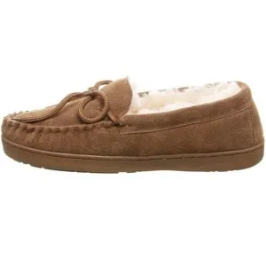 Bearpaw Slippers Mens 10 Moccasins Tan Suede‎ Sheepskin New