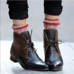 Bed Stü Cobbler Series Hollow Rustic Black Teak Booties 6.5