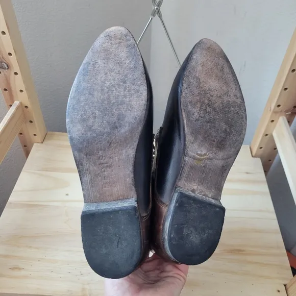 Bed Stü Cobbler Series Hollow Rustic Black Teak Booties 6.5