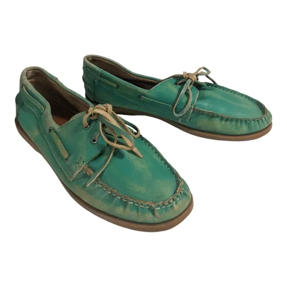 Bed Stu Blue Green Boat Shoe, 11