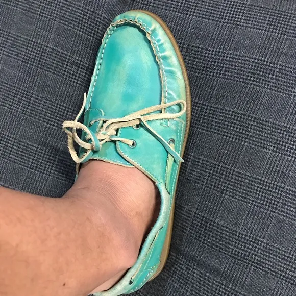 Bed Stu Blue Green Boat Shoe, 11